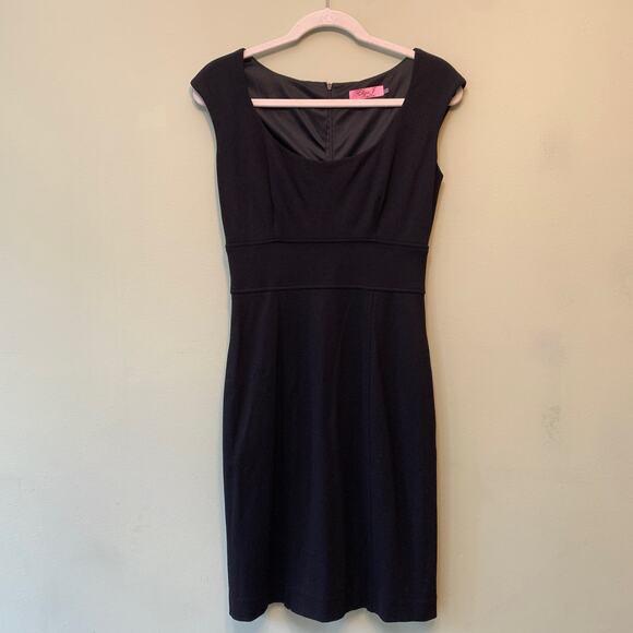 Eliza J Sheath Dress Women 4 Black Boat Neck Knee Length Sleeveless LBD Lined38 - Picture 1 of 14